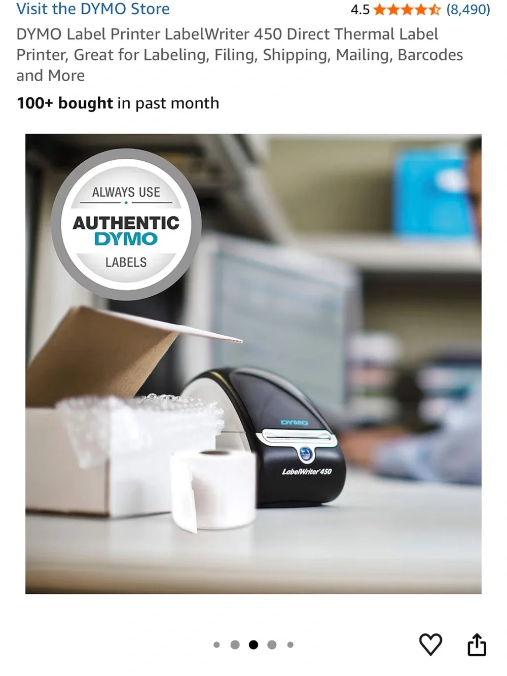 Dymo LabelWriter 450 - Black & Silver Desktop Label Printer